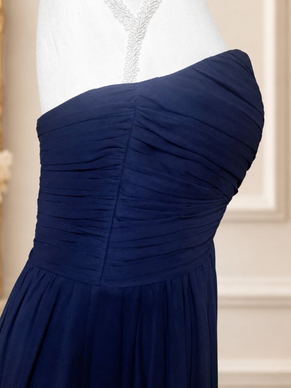 Bill Levkoff Navy Blue Strapless Bridesmaid Prom Gown Size 6 - Picture 5 of 6